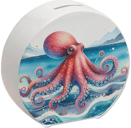 Kraken Aquarell Spardose Schöne Kraken Aquarell Spardose Marine Meeres-Design Ozean Tintenfisch Unterwasser Motiv