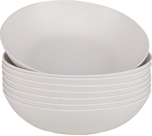 LEHAHA 8 Inch Melamine Serving Bowl, Unbreakable matte Salad Bowl, 100% Melamine White Pasta Bowls/Mixing Bowls, Wide Small Dinner Bowls for Family Kitchen,Dishwasher Safe,White