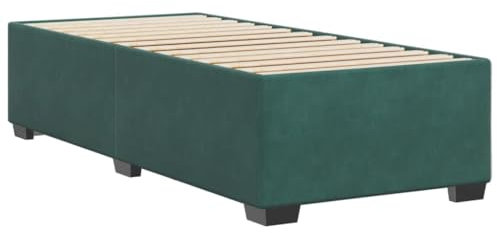 vidaXL Bettgestell, Bettrahmen mit Lattenrost, Polsterbett Bett für Schlafzimmer, Einzelbett Schlafzimmerbett, Dunkelgrün 90x200cm Samt