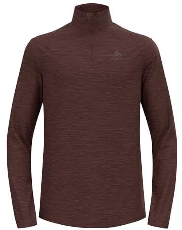 Odlo Herren Laufshirt Langarm Essential Thermal I Sport Shirt Männer Oberteil Midlayer Fitness Sweater, Fudge Melange, XL EU