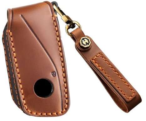 KUNIO Leder Schlüsselhülle Passt für BMW X7 X1 U11 iX ix1 Tourer U06 X6 M60i XM 7er G07 I7 2023 2024 2025 Schutz Schlüsseletui Cover Schlüsselanhänger Braun