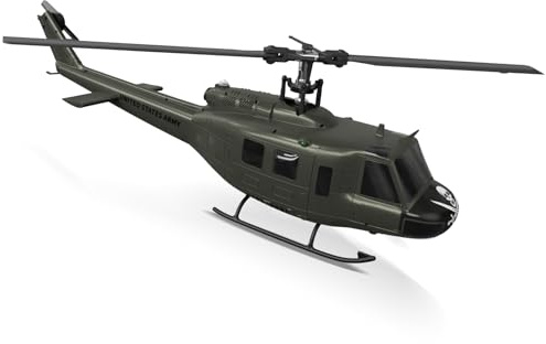 Carmanon UH-1 RC Helicopter - Huey Collectable Remote Control Helicopter with Auto-Hover for Adults, Beginners, 1/27 Scale, 2 Batteries