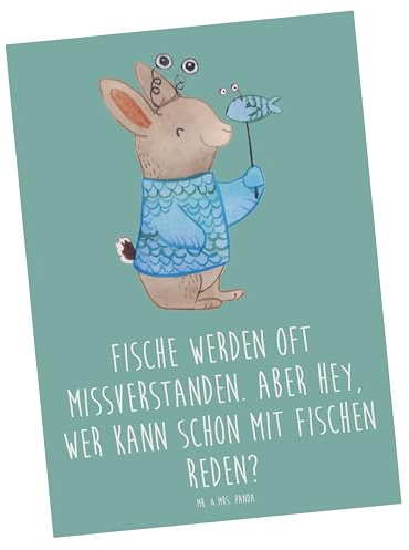 Mr. & Mrs. Panda Postkarte Fische Geheimnisse - Geschenk, bildkarte, Persönlichkeit, Postkarten, Spiritualität, Einzigartig, Geschenke Sternzeichen, Fotokarte, Tierkreiszeichen, Horoskop, Grußkarte