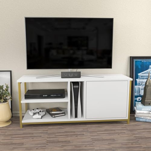 Hanah Home Supporto per TV, melammina, Oro Bianco, Taglia Unica