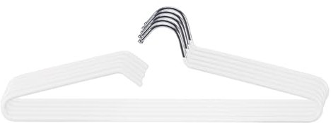 SHIMOYAMA Perchas de ropa, paquete de 5, organizadores de metal para abrigos de cuello corto, perchas antideslizantes para proteger el cuello para camisetas, vestidos, chaquetas, ahorro de espacio