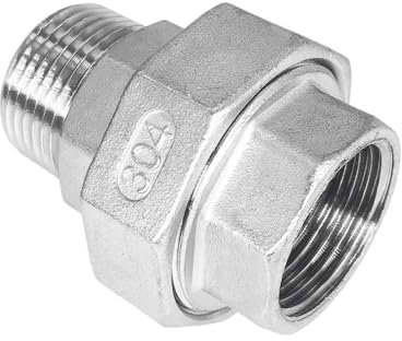 HCPHCVEVVK Raccord de Joint d'union en Acier Inoxydable 304, 1 pièce, 1/4 3/8 1/2 3/4 1 1-1/4 1-1/2 2 BSP, Filetage mâle Femelle, raccord de Tuyau en Fonte(F-M,1-1/2)