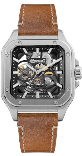 Ingersoll The Ollie Herren 45mm Automatikuhr mit schwarzem Zifferblatt und braunem Lederarmband
