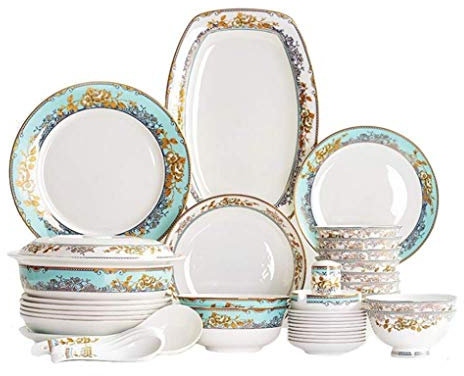 56pcs Ceramics Conjuntos de vajillas de Estilo retropalace Servicio de combinación de vajillas para 10 Personas,