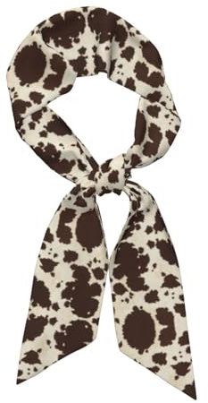 GXUNGT Modischer Damenschal mit Kuhfell-Druck, weich, leicht und vielseitig, Satin-Schal für alle Anlässe, Schwarz , One size