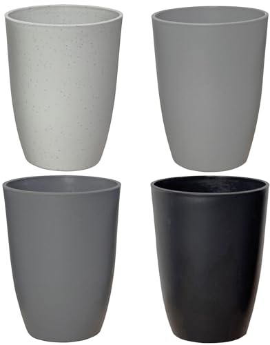 LuckyZone Wheat Straw Reusable Cup (12 oz) - Unbreakable Drinking Glasses Sets of 4 - Dishwasher Safe Tumbler - Lightweight, BPA Free and Eco friendly (4Pcs/Gray Series)