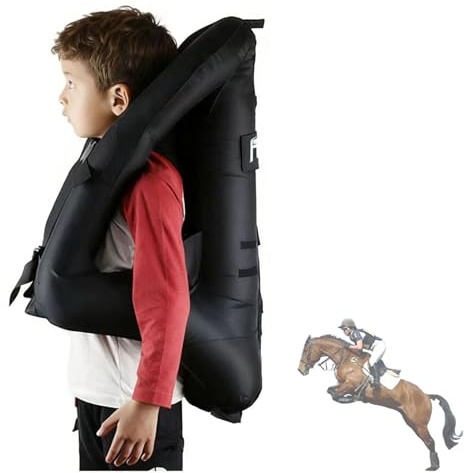 Eevan Kids Horse Riding Airbag Vest, 4 Seasons Reusable Unisex Equestrian Training professional Protective Vest (Black,L)