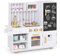 Kids Wooden Play Kitchen, Toddler Toy Kitchen with Chalkboard, Sink, Utensils, Pan, Pot, Sounds and Lights, Children Pretend Cooking Playset for Boys Girls 3+ Years Old