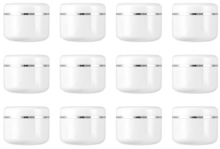 HUATEEN Pot Creme Vide,12 PCS 50ml Mini Contenant Cosmetique Vide avec Doublures Intérieures et Couvercle à Vis Pots Cosmétiques de Maquillage Rechargeables pour Cosmétiques Lotion Onguents