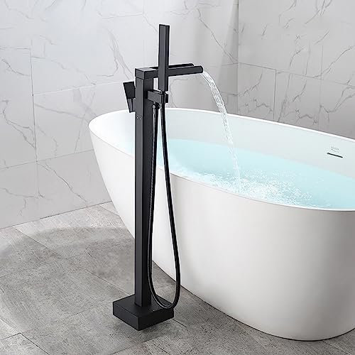SnamicE Robinet de Baignoire Cascade monotrou Rotation à 360° mitigeur de Baignoire autoportant avec Flexible de Douche de 59'',