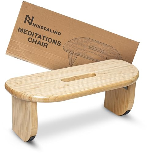 NIXSCALINO Klappbare Meditationsbank | Bambus-Kniehocker mit Schaukelmechanismus – Tragbarer Seiza Stuhl mit Kreuzbeinen