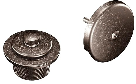 Moen Push-N-Lock Oil-Rubbed Bronze Tub and Shower Drain Kit with 1-1/2 Inch Threads, Drain Plug and Overflow, T90331ORB