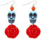 Widmann 03507 - Ohrringe mit Totenkopf und Rose, Schmuck, Dia de los Muertos, Tag des Todes, Karneval, Halloween