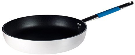 Pentole Agnelli Linea Cookware System Padella Radiante Svasata Alta Saltare con Manico Tubolare Inox Cool, Diametro 24 cm, Azzurro Pesce, Argento