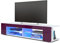 Vladon Lowboard Movie, TV-Kommode mit 4 offenen Fächern und Zierleisten, Weiß matt/Brombeer Hochglanz, inkl. LED-Beleuchtung blau (134 x 29 x 39 cm)