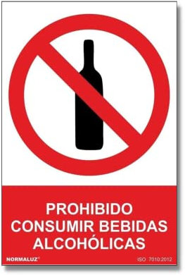 Normaluz RD40046 - Señal Prohibido Consumir Bebidas Alcohólicas PVC Glasspack 0,7 mm 21x30 cm con CTE, RIPCI