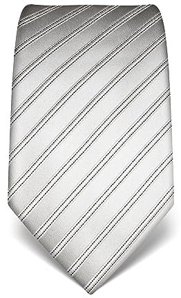 Vincenzo Boretti Herren Krawatte reine Seide gestreift edel Männer-Design zum Hemd mit Anzug für Business Hochzeit 8 cm schmal/breit silber