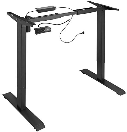 TecTake® Pied de Bureau Réglable en Hauteur Électrique en Acier - Assis Debout 85-129 x 65 x 71-121 cm - Fonction Mémoire & Alarme - Ergonomique pour Ordinateur