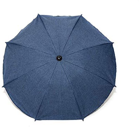 Universal Sonnenschirm Regenschirm für Kinderwagen und Sport Buggy, Babywagen Schirm mit Universal Halterung, UV-Schutz50+ Sonnensegel Sonnenschutz (Dunkelblaues Leinen)