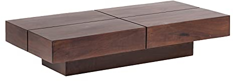 Woodkings® Couchtisch Amberley Holz, Echtholz modern, Design, Massivholz exklusiv, Lounge Coffee Table günstig (Akazie dunkel, 140x70)