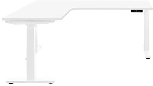 Weber Büro Winkelschreibtisch TELDRA 1.800 x 1.600 mm elektrisch höhenverstellbar, Weiß, Farbe Gestell:Weiß, Winkelausrichtung:Winkel Links