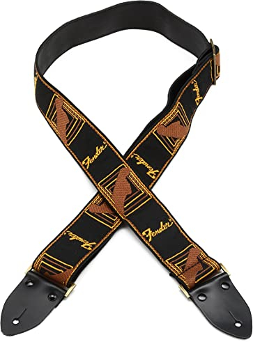 Fender® »LEGACY VINTAGE MONOGRAM STRAP« Gitarrengurt - 5cm Breite - Farbe: Schwarz/Braun/Gelb