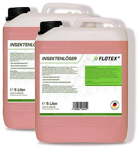 Flotex - Profi Insektenreiniger Auto 2 x 5L | Lackschonender Insektenentferner KFZ | Insektenentferner Motorrad | Für Lack, Glas, Kunststoff & Chrom geeignet