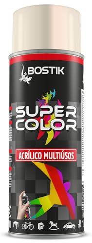 Bostik SUPER COLOR BLANCO PERLA RAL 1013, Pintura en Spray Acrílica para Uso Profesional y Doméstico, Multiusos, Secado Rápido, Acabado Brillante, Interior y Exterior, Bote 400 ml
