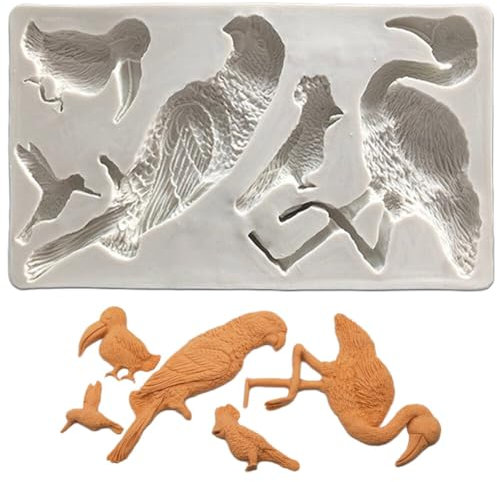 AMOYER Fondant gâteau en Silicone Moule Parrot Fondant Moule Tropical Feuille Moule en Bambou Moule à Chocolat (Couleur aléatoire)