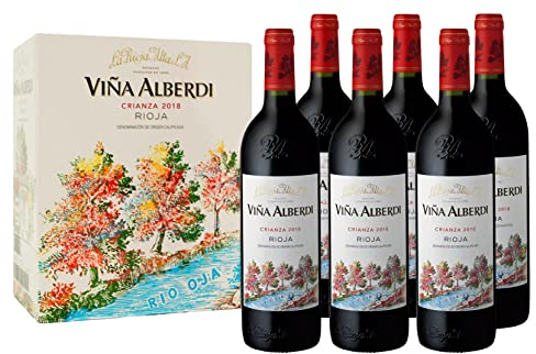 Viña Alberdi - Vino Tinto D.O.C Rioja Alta Crianza Tempranillo - Pack Estuche 6 Botellas de 75 cl