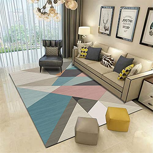 Xiaosua Wohnkultur Zimmer Auslegware Blue Salon Teppich blau einfache geometrische weiche Schlafzimmer-Teppich-Haltbarkeit sanft hygroskopisch Auslegware 160x230cm 5ft 3''X7ft 6.6''