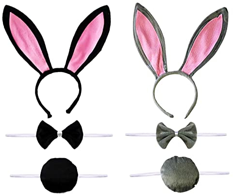 2 Stücke Stirnband mit Hasenohren, Langes Haarband mit Hasenohren, Stirnband mit Hasenohren, für Partys, Rollenspiele, Geburtstagsgeschenke, Weihnachten und andere Veranstaltungen(2 Farben)