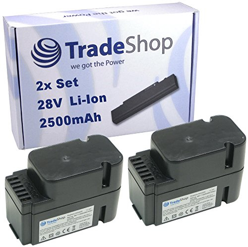 Lot de 2 batteries Li-ion haute performance 28 V / 2500 mAh / 70 Wh - Remplace Worx WA3225 WA3565 - Compatible avec Worx L1500i WG798E M500B WG755E M800 WG790E WG794E WG794EDC