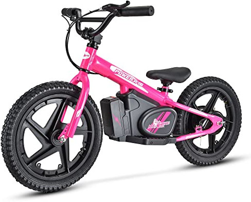 Mio Teck - E-Bike | Vélo électrique pour Enfants, 16 Pouces, 5-8 Ans, 2 Vitesses 12-24 km/h, 24 V 170 W Brush Motor, Cadre en Aluminium, Roues en Alliage (Rose Fluo)