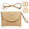 COOKOOKY Straw Clutch Handbag Summer Beach Straw Purse for Women woven Envelope Bag, Light Brown Bag and Rattan Earrings