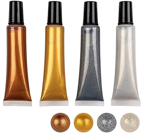 Ideen mit Herz Perlen-Pen Set metallic | 4 Pens à 25 ml | Perlen-Optik für Papier, Textilien, (weiß, silber, kupfer, gold)
