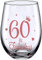 JUWNMANT 60th Birthday Gifts, Men and Women Cheers Wine Glasses, 60th Birthday Party Wedding Anniversary Decor Gift, 17oz Stemless (60 and Fabulous)