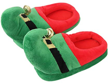Happyyami Rot 1 Paar Weihnachten Elf Pantoffeln Nicht- Slip Plüsch Warme Hausschuhe Erwachsene Elf Schuhe Frauen Herren Hausschuhe Weihnachtsschuhe