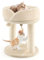 GYMAX Katzenbaum 50,5 cm hoch, Kratzbaum mit Katzenhaus & Hängende Kugel, Katzen Kratzbaum mit Sisal-Säule & Schwämme, Kletterbaum mit verstärkte Grundplatte, für Zuhause & Tierhandlung (Beige)