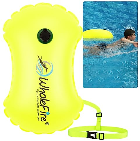 WholeFire 15L Schwimmboje Wasserdicht Aufblasbare Schwimmboje Schwimmen Sicherheit Float für Wassersport, Freiwasserschwimmer, Triathleten, Kajakfahrer und Schnorchler