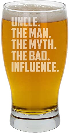 The Man The Myth The Bad Influence Uncle,Vaso de cerveza para tío cumpleaños, vaso de cerveza grabado, The Bad Influence Uncle, vaso de cerveza divertido regalo
