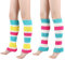 SUNTRADE 2 Paar Beinstulpen für Damen und Mädchen, Stiefel, Stulpen, gerippt, Stretch, Kniestrümpfe, 2 x Regenbogenfarben, Einheitsgröße