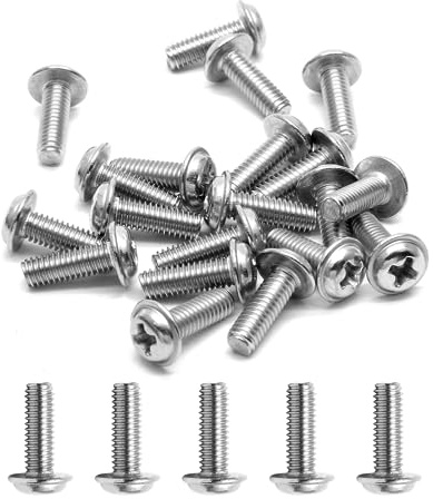 Cjueiom 20 Pack M4 x 16mm 304 Stainless Steel Cabinet Screws, Phillips Pan Head with Washer for Smooth Installation, Fits Drawer Handles, Cupboard Knobs, Door Pulls, Rust Resistant, Durable