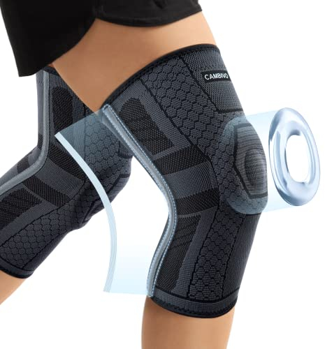 CAMBIVO Kniebandage Männer Damen X2 mit PMMA Stabilisatoren & Patella-Polster, Bandage Knie Rutschfest & Atmungsaktiv, Knee Support für Meniskusriss, Arthritis, ACL, Gelenkschmerzen, Sport