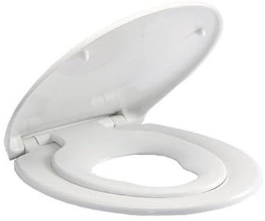 AAN BY SCOTT Soft Close Family Toilet Seat Potty Training Detachable Baby Seat with Quick-Release for Easy Cleaning, Easy Installation with Dual Fixing (Top & Bottom) Plastic - White
