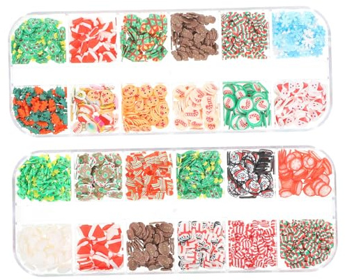MAGICLULU 2 Boxes of Christmas Nail Art Sequins Christmas Polymer Clay Slices Christmas Polymer Clay Slices for Acrylic Nails for Acrylic Nails